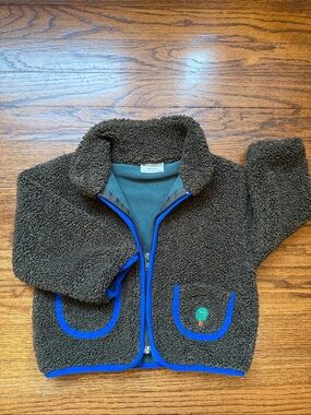 The Campamento Brown Sherpa Zip Jacket w/ Blue Trim 18/24M